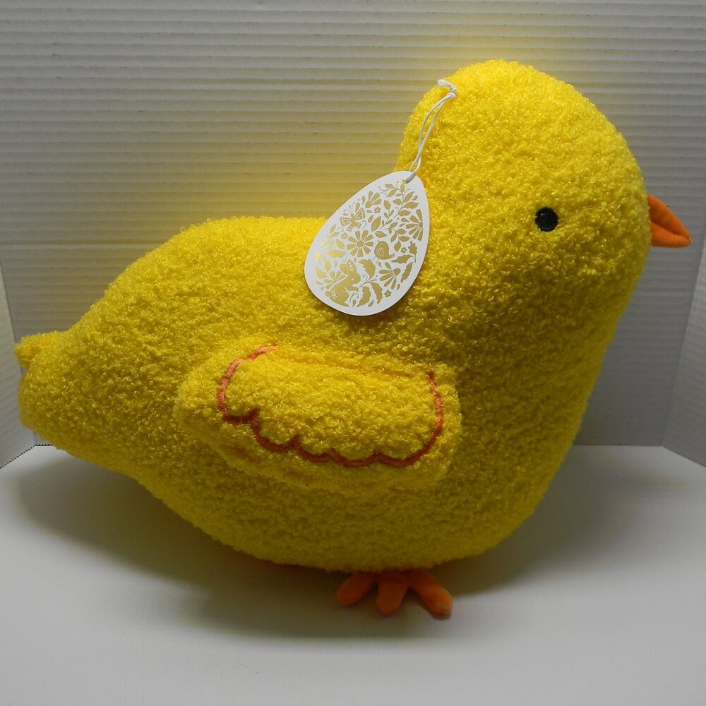 Chick Shaped Throw Pillow Embroidered Decorative Spring Easter Textured NWT